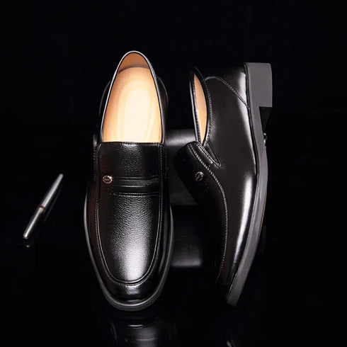 Elegant Leather Men’s Formal Shoes - Luxury Slip-On Loafers for Dressy Occasions, Breathable Moccasins, Versatile Casual Business Footwear in Plus Sizes 38-44